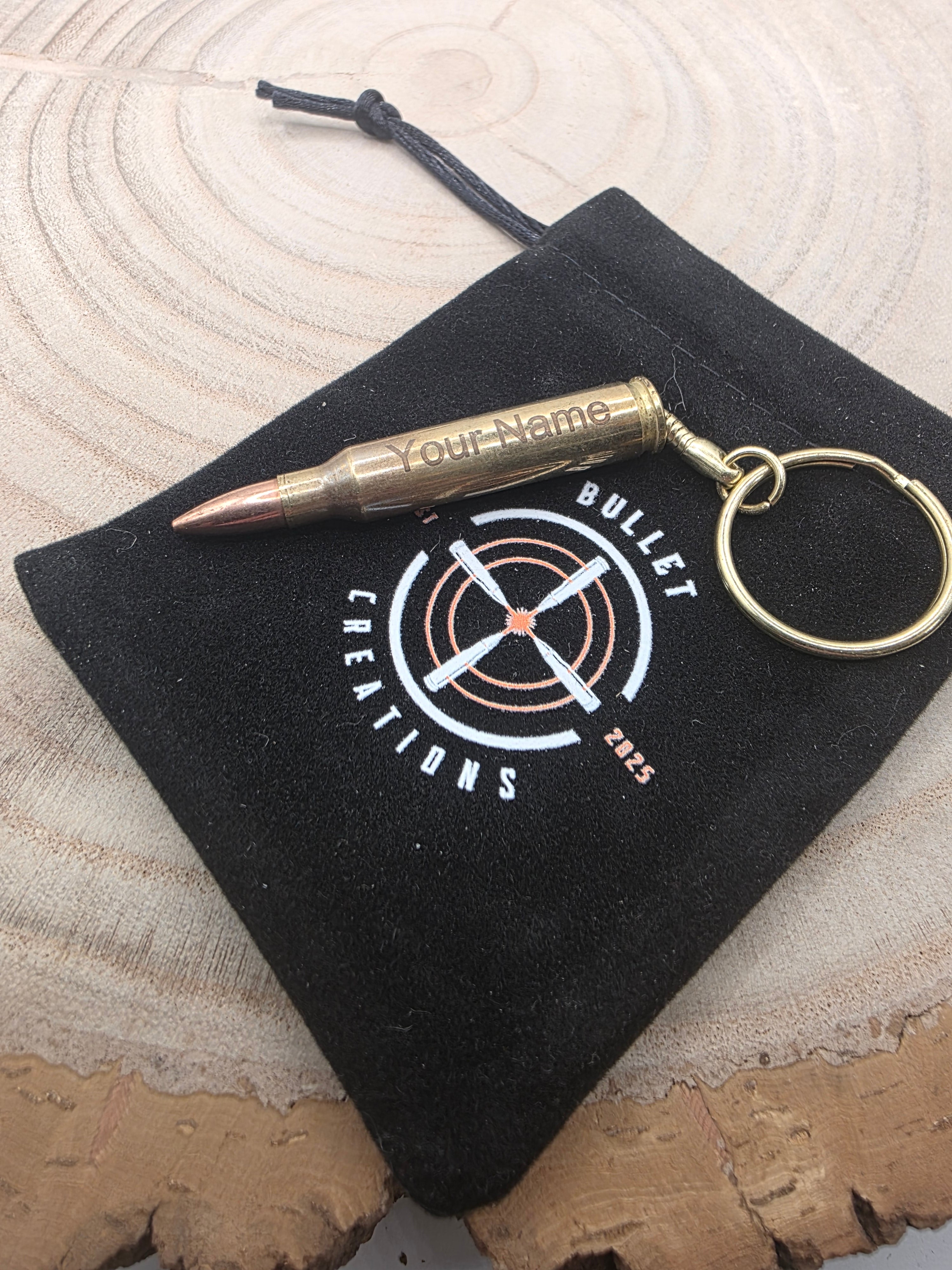 Personalised 556  223 Bullet Keyring Brass