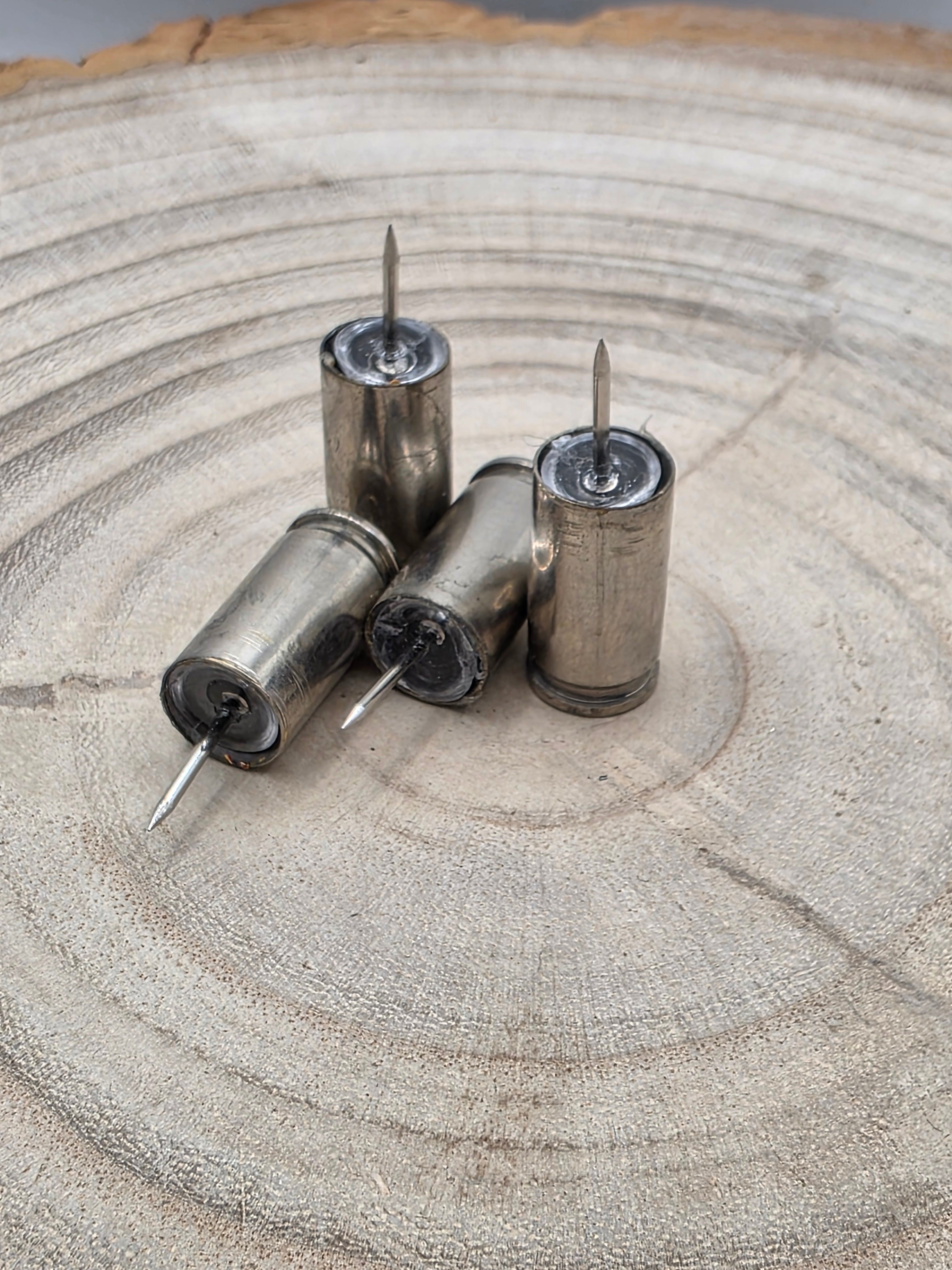 Up-cycled 9mm Nickel Bullet Push Pins – Set of 4