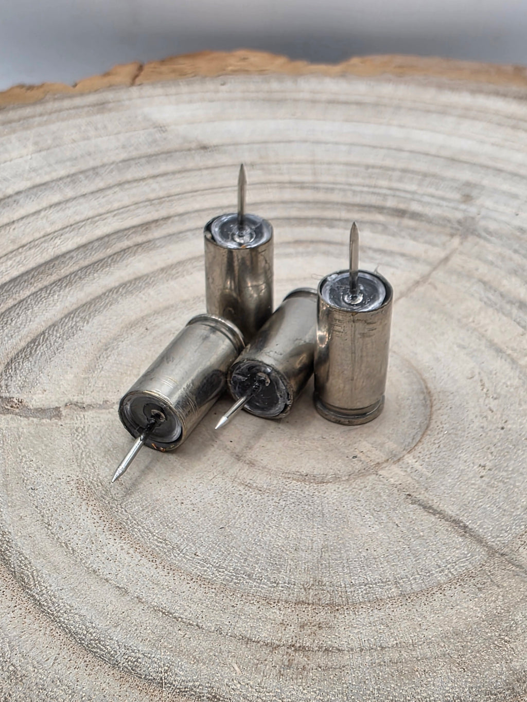 Up-cycled 9mm Nickel Bullet Push Pins – Set of 4