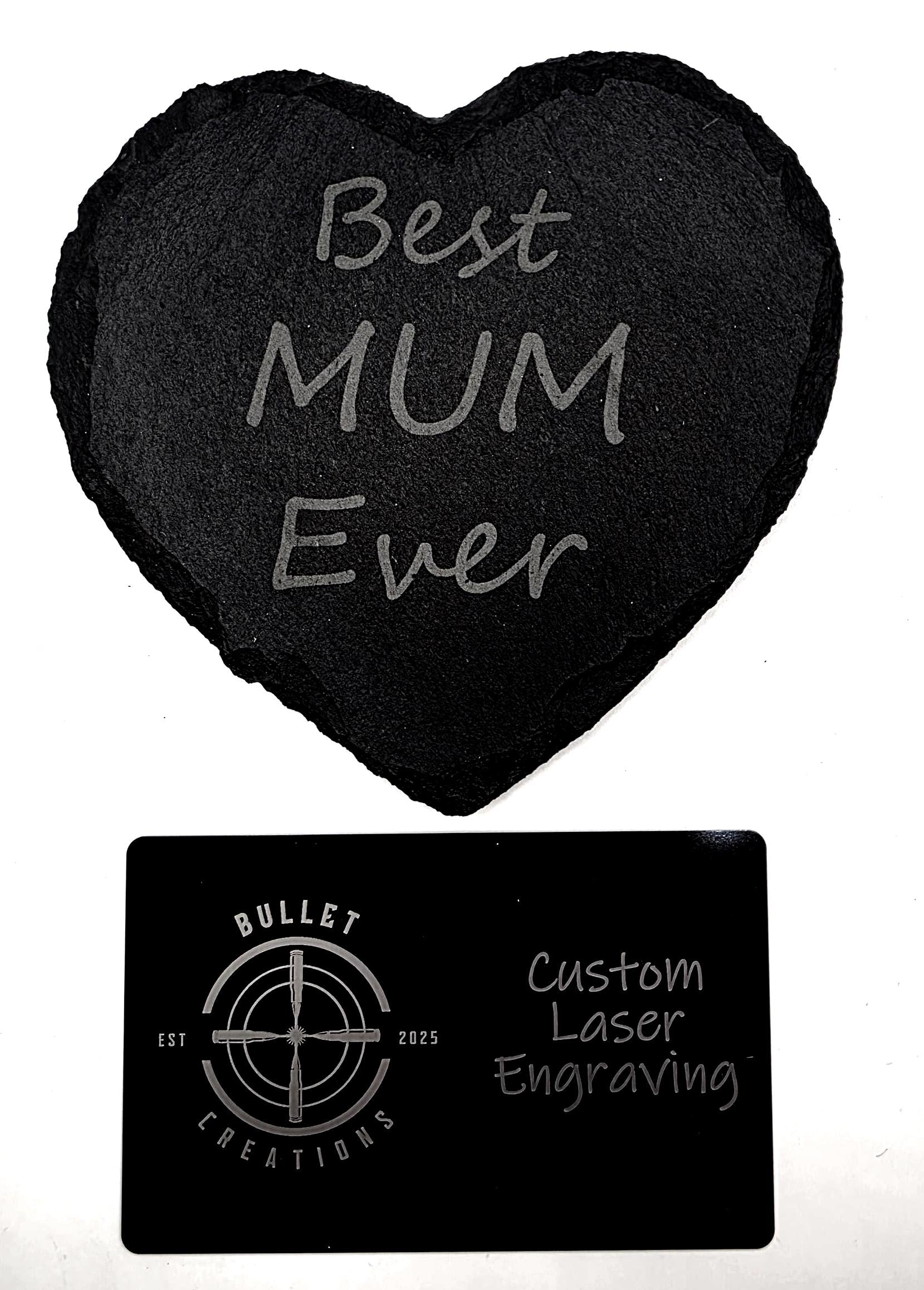 Heart shape Mothers Day slate coasters