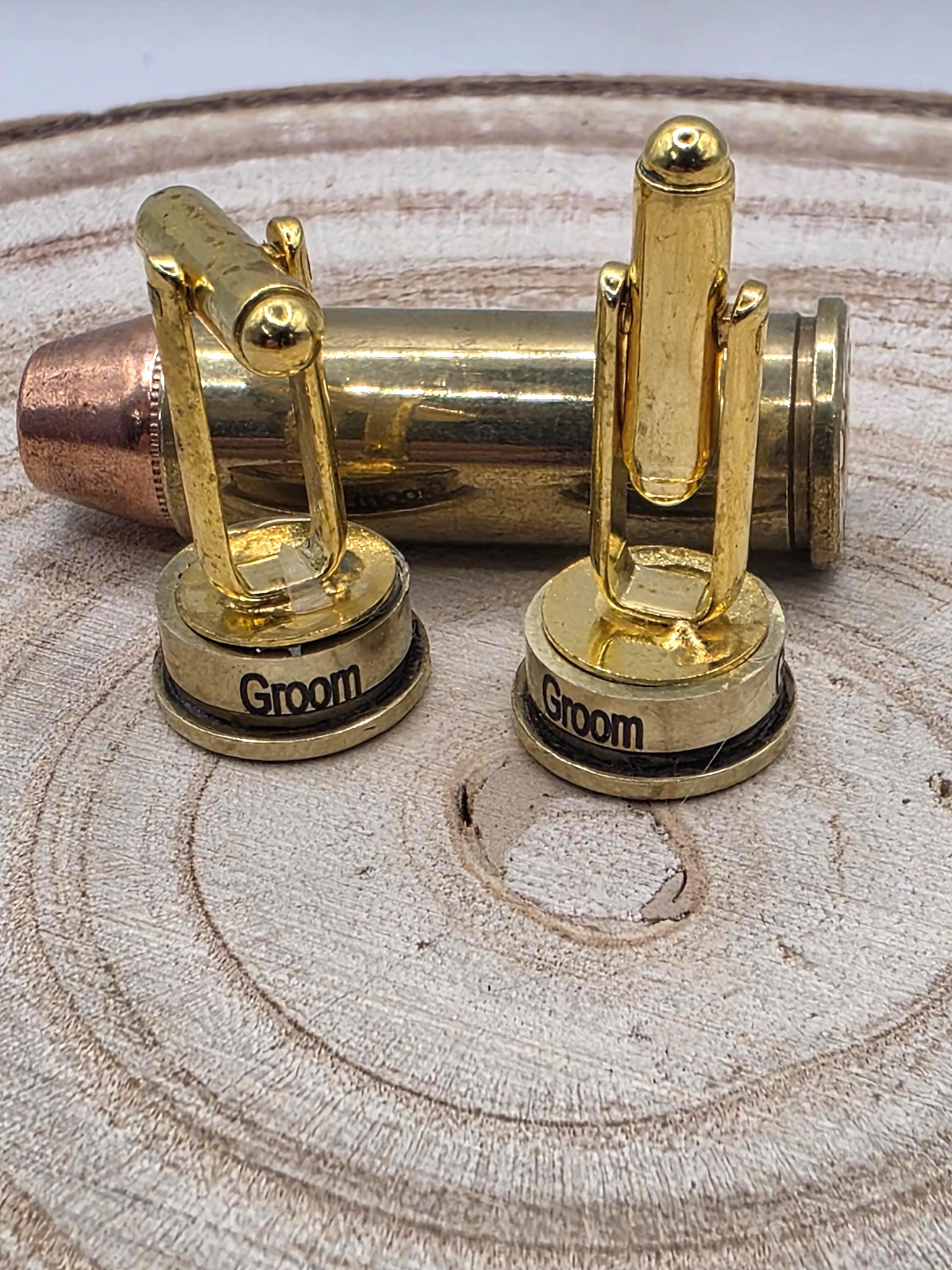 Groom and best man .44 magnum wedding cuff links, go ahead make their day!