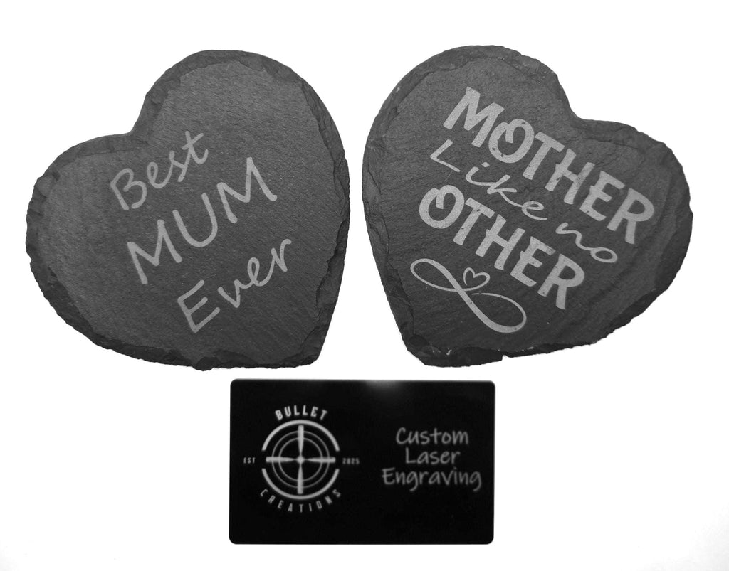 Heart shape Mothers Day slate coasters