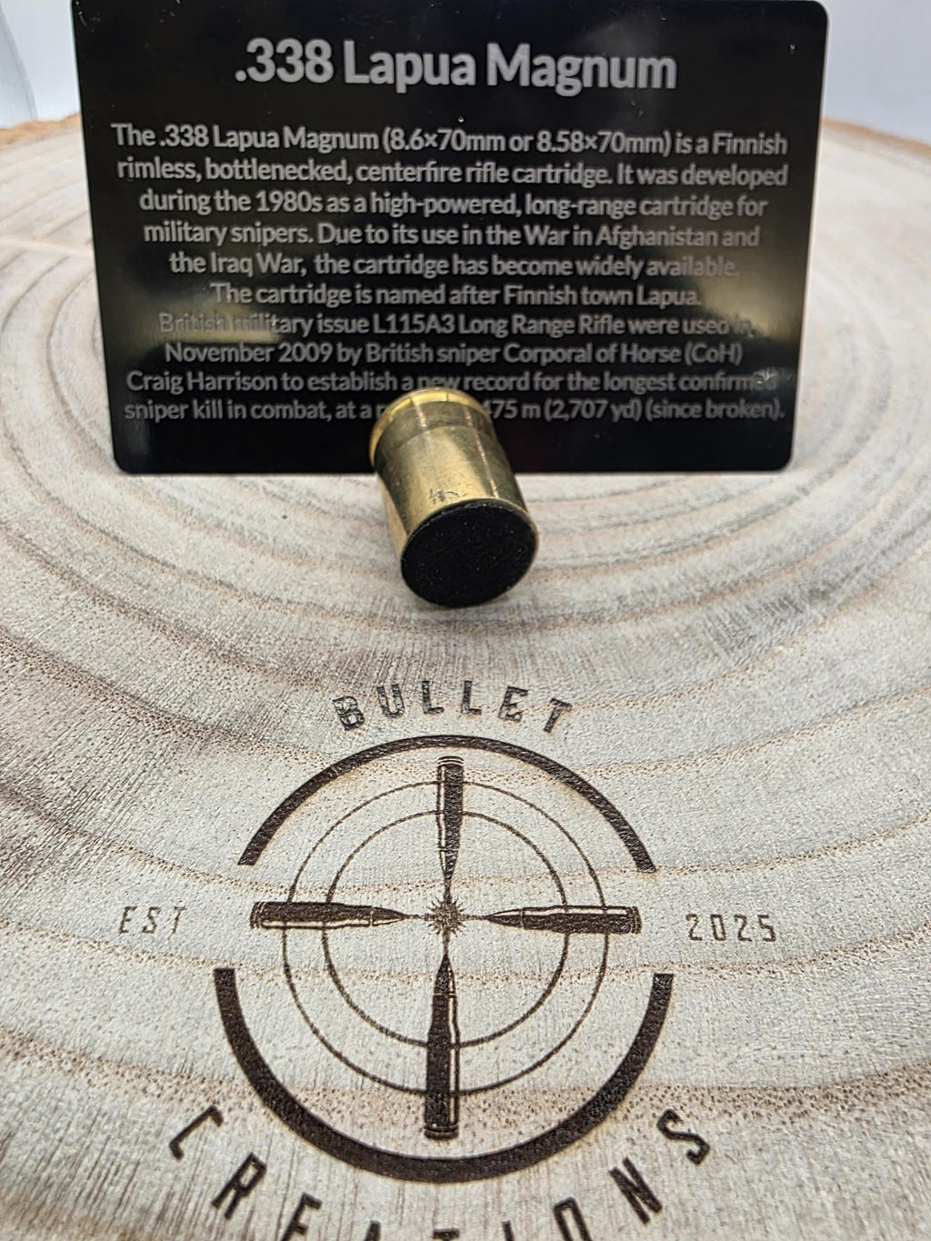 Upcycled Bullet Case Fridge Magnets - .338 Lapua Magnum fired case