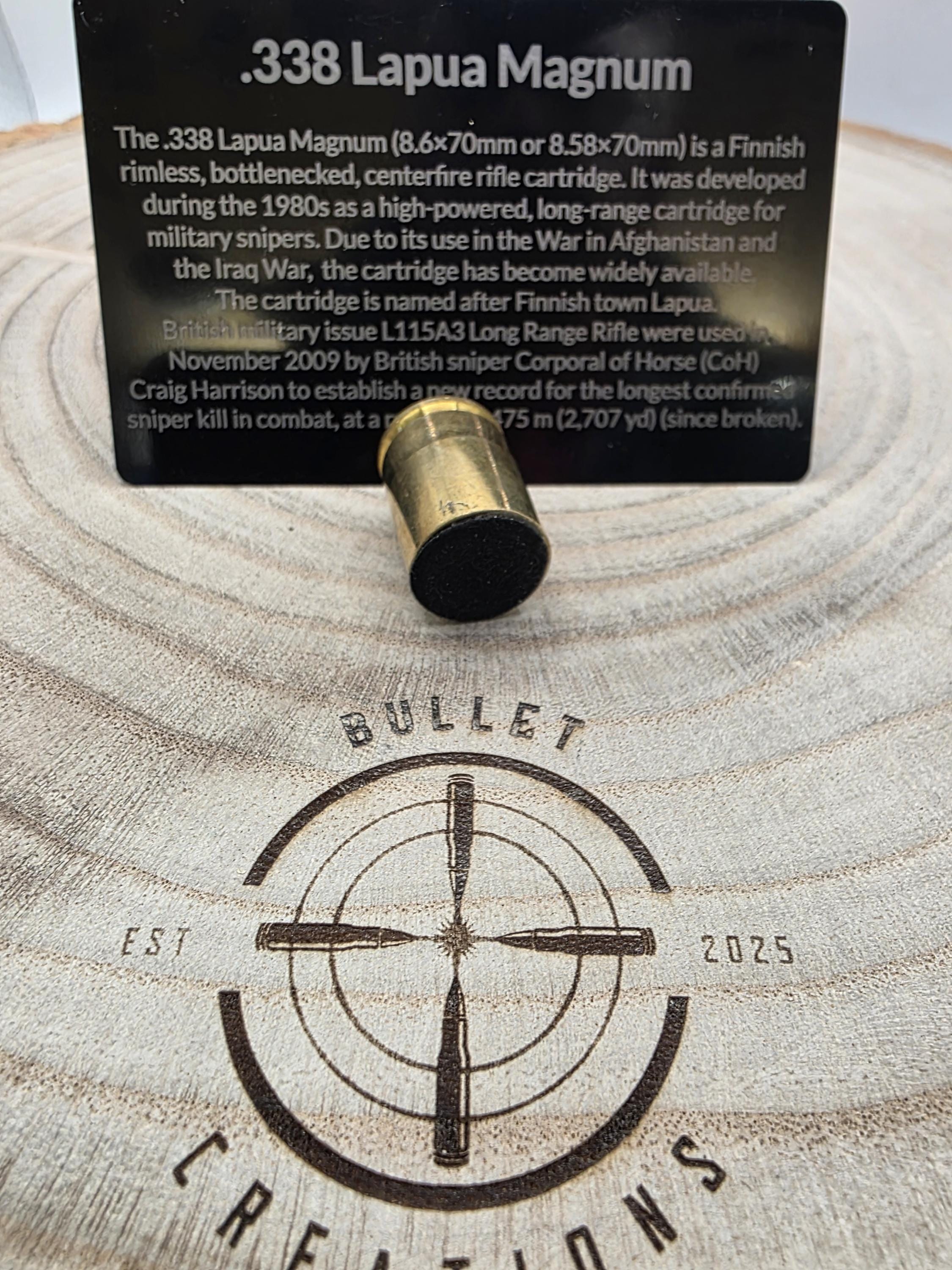 Upcycled Bullet Case Fridge Magnets - .338 Lapua Magnum fired case