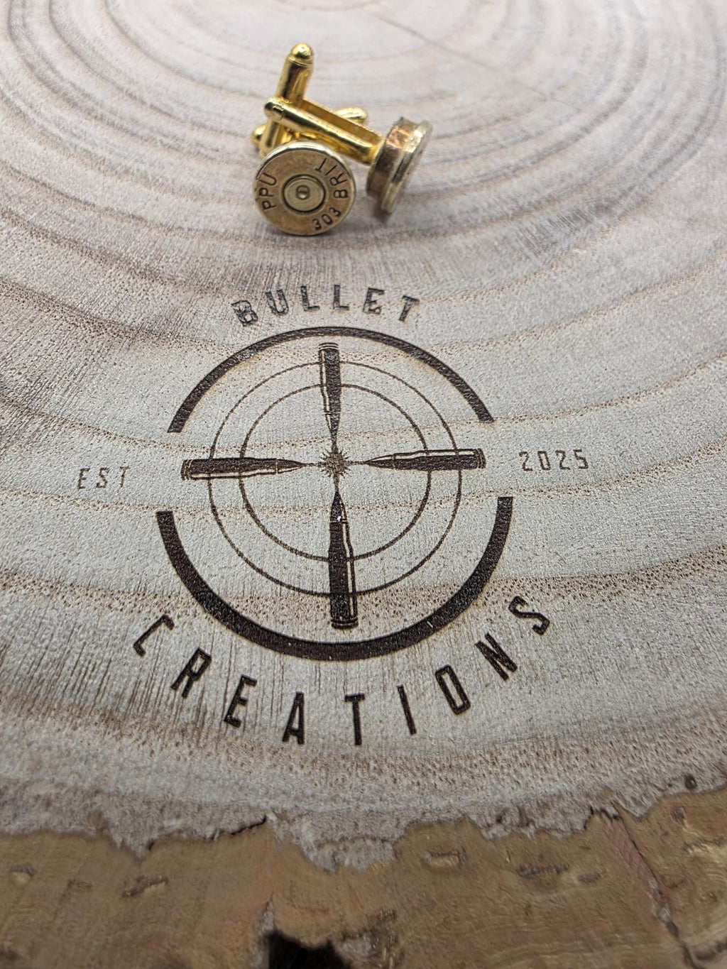 303 British Brass Cufflinks, Lee Enfield Fired Cartridge Jewellery