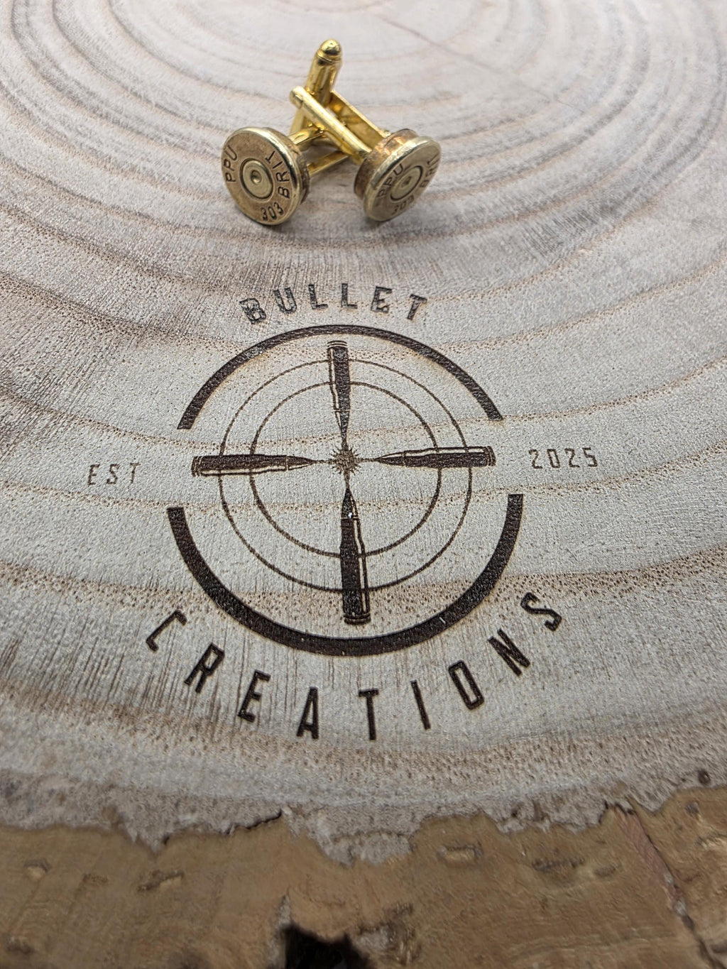 303 British Brass Cufflinks, Lee Enfield Fired Cartridge Jewellery