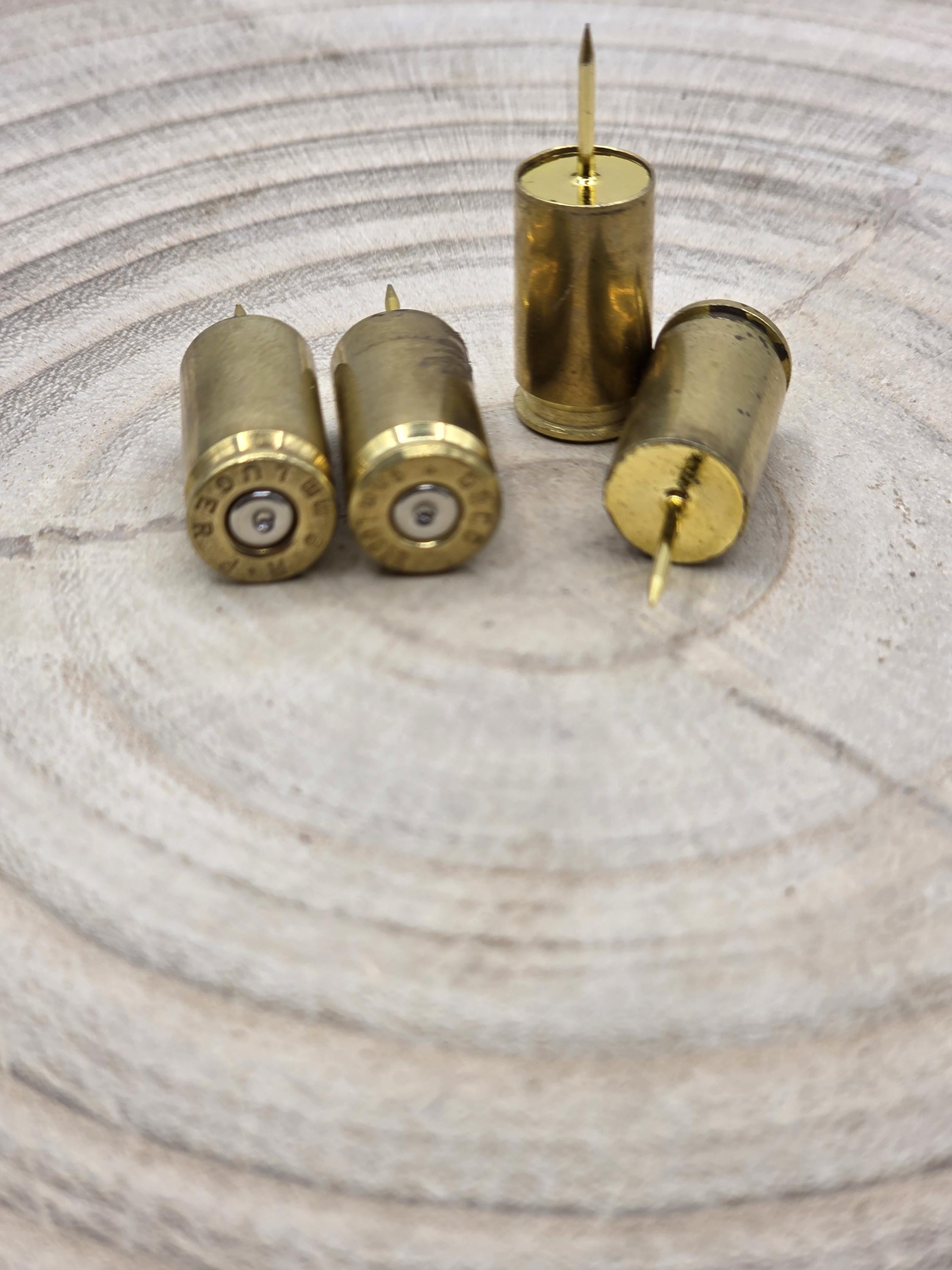 Up-cycled 9mm Brass Bullet Push Pins – Set of 4