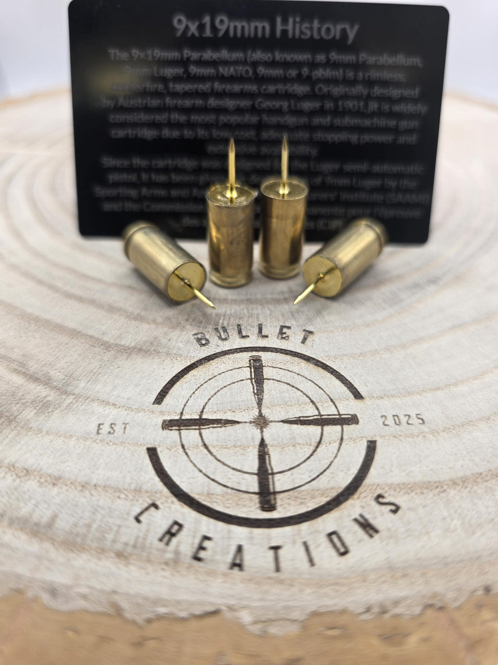 Up-cycled 9mm Brass Bullet Push Pins – Set of 4