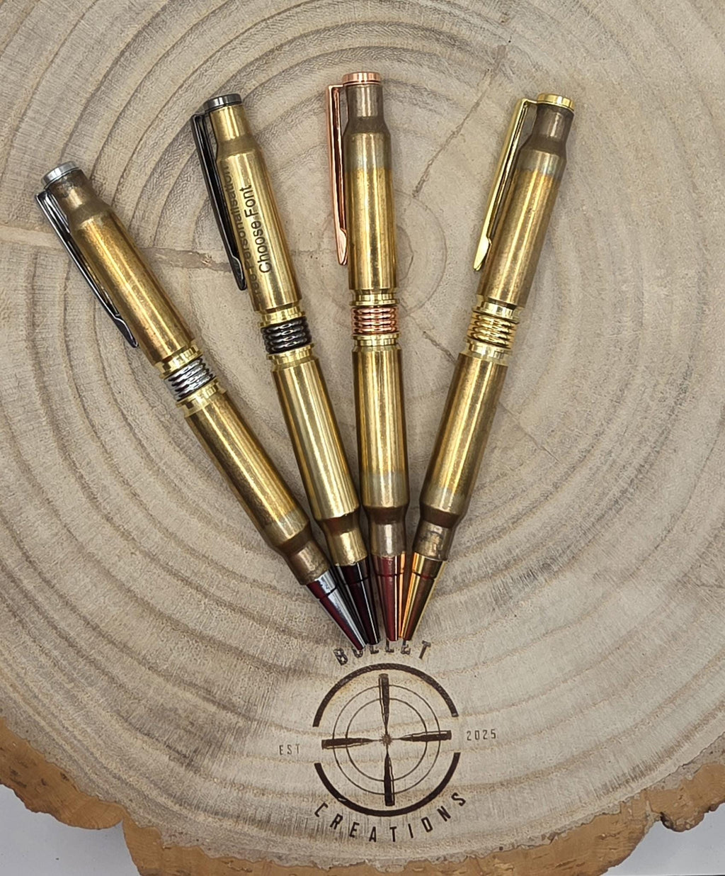 Personalised bullet pen made from fired 2x7.62 bullet cases